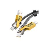 Fibaks 4in1 PD 65 Watt Type-C/27 Watt iPhone Halat Örgü Kırılmaz Uç 1 Metre Hızlı Şarj ve Data Kablosu