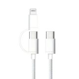 Fibaks 60W iPhone Samsung Xiaomi Huawei Type-c ve Lightining 2in1 1M Halat Örgü Hızlı Şarj ve Data Kablosu
