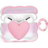 Fibaks Apple AirPods Pro 2. Nesil Uyumlu 3D Pembe Kalpli Dalga Tasarımlı Kopçalı Kulaklık Kılıfı
