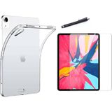 Fibaks Apple iPad 9. Nesil 10.2 Uyumlu Tablet Kılıf + Ekran Koruyucu + Kalem Süper Silikon Şeffaf Şeffaf - iPad 10.2