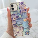 Fibaks Apple iPhone 11 Kılıf Renk Değiştiren Taşlı Kamera Lens Korumalı Mavi Çiçek Desenli Darbe Emici Kapak - Glitter Mavi