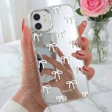 Fibaks Apple iPhone 11 Uyumlu Kılıf Aynalı Bow Girl Fiyonk Desenli Darbe Emici Silikon Kapak