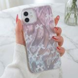 Fibaks Apple iPhone 11 Uyumlu Kılıf Parlak Hologramlı Fiyonk Desenli Darbe Emici Kamera Çıkıntılı Renkli Silikon - IMD Lila