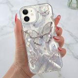 Fibaks Apple iPhone 11 Uyumlu Kılıf Parlak Hologramlı Kelebek Desenli Darbe Emici Kamera Korumalı Renkli Silikon - IMD Beyaz