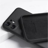 Fibaks Apple iPhone 12 Kılıf Kadife Lansman Soft Yumuşak Liquid Silikon Kamera Korumalı Kapak - Siyah