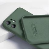 Fibaks Apple iPhone 12 Kılıf Kadife Lansman Soft Yumuşak Liquid Silikon Kamera Korumalı Kapak - Yeşil