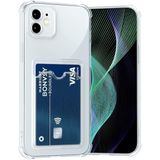 Fibaks Apple iPhone 12 Kılıf Kamera Koruma ve Köşe Korumalı Kartlıklı Cüzdanlı Darbe Emici Kapak - Şeffaf