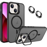 Fibaks Apple iPhone 13 Kılıf Standlı Mat Magsafe Metal Tuşlu Kamera Lens Hediyeli Wonk Kapak - Siyah