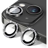 Fibaks Apple iPhone 13 Mini Taşlı Parlak Kamera Lens Koruyucu Cam ve Çerçeve Kamera Koruma Lensi - Siyah
