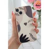 Fibaks Apple iPhone 13 Uyumlu Kılıf Tasarımlı Desenli Kamera Korumalı Secret Garden Kalp Yumuşak Silikon Kapak - Beyaz - Yeşil