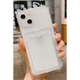Fibaks Apple iPhone 13/14 Kılıf Kamera Koruma ve Köşe Korumalı Kartlıklı Cüzdanlı Darbe Emici Kapak - iPhone 13 / 14 - Şeffaf