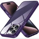 Fibaks Apple iPhone 14 Pro Kılıf Kenarları Parlak Arkası Şeffaf Hassas Butonlu Renkli Kapak - Mor