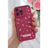 Fibaks Apple iPhone 14 Pro Kılıf Yumuşak Dokulu Kelebek Gül Desenli Yumuşak Kamera Korumalı Silikon Kapak