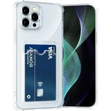 Fibaks Apple iPhone 14 Pro Max Kılıf Kamera Koruma ve Köşe Korumalı Kartlıklı Cüzdanlı Darbe Emici Kapak - Şeffaf