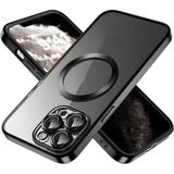 Fibaks Apple iPhone 14 Pro Max Kılıf Logo Gösteren Parlak Kenarlı Kamera Lens Korumalı Şeffaf Omega Silikon Kapak - Siyah