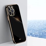 Fibaks Apple iPhone 14 Pro Uyumlu Kılıf Parlak Kenarlı Altın Işlemeli Kamera Korumalı Kapak - Siyah