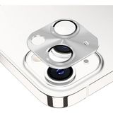 Fibaks Apple iPhone 14 Uyumlu Çerçeveli Tam Koruma Titanyum Kamera Lens Koruyucu - Gümüş - iP 14