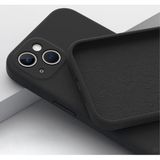 Fibaks Apple iPhone 15 Kamera Korumalı Lansman Içi Kadife Yumuşak Liquid Silikon Kılıf - Siyah
