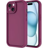 Fibaks Apple iPhone 15 Kılıf Kamera Korumalı Renkli Silikon Kapak - Mürdüm