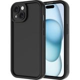 Fibaks Apple iPhone 15 Kılıf Kamera Korumalı Renkli Silikon Kapak - Siyah