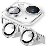 Fibaks Apple iPhone 15 Plus/14 Plus 14/15 16E Parlak Kamera Lens Koruyucu Cam ve Çerçeve Kamera Koruma Lensi - Gümüş - iPhone 15 Plus/14 Plus/14/15/16E
