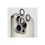 Fibaks Apple iPhone 15 Pro & iPhone 15 Pro Max Uyumlu Köşeli Sekizgen Titanyum Gri Kamera Lens Koruyucu