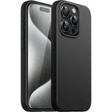 Fibaks Apple iPhone 15 Pro Max Kılıf Kadife Lansman Soft Yumuşak Liquid Silikon Kamera Korumalı Kapak - Siyah