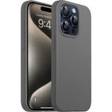 Fibaks Apple iPhone 15 Pro Max Kılıf Kadife Lansman Soft Yumuşak Liquid Silikonlı - Koyu Gri