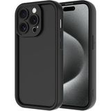 Fibaks Apple iPhone 15 Pro Max Kılıf Kamera Korumalı Renkli Silikon Kapak - Siyah