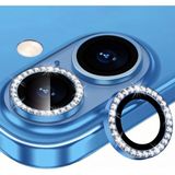 Fibaks Apple iPhone 16 Kamera Koruma Parlak Renkli Taşlı Lens Koruyucu Temperli Cam Koruma - Açık Mavi