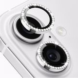 Fibaks Apple iPhone 16 Kamera Koruma Parlak Renkli Taşlı Lens Koruyucu Temperli Cam Koruma - Gümüş
