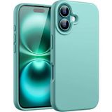 Fibaks Apple iPhone 16 Kılıf Kadife Lansman Soft Yumuşak Liquid Silikon Kamera Korumalı Kapak - Koyu Yeşil