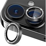 Fibaks Apple iPhone 16 Plus Kamera Koruma Parlak Renkli Taşlı Lens Koruyucu Temperli Cam Koruma - Siyah