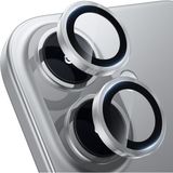 Fibaks Apple iPhone 16 Plus Kamera Koruma Renkli Lens Koruyucu Temperli Cam Koruma - Gümüş
