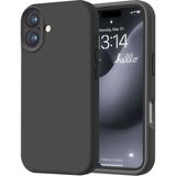 Fibaks Apple iPhone 16 Plus Kılıf Kadife Lansman Soft Yumuşak Liquid Silikon Kamera Korumalı Kapak - Siyah
