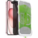 Fibaks Apple iPhone 16 Plus Uygulama Aparatlı Siyah Çerçeveli Tam Kapatan Hayalet Cam Ekran Koruyucu