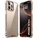Fibaks Apple iPhone 16 Pro Kılıf Airbag Crystal Sert Pc Antishock Darbe Emici Kenar Şeffaf Silikon Kapak