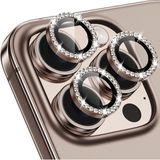 Fibaks Apple iPhone 16 Pro Max Kamera Koruma Parlak Renkli Taşlı Lens Koruyucu Cam Koruma - Titanyum Gold