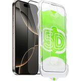 Fibaks Apple iPhone 16 Pro Max Kolay Uygulama Aparatlı Siyah Çerçeveli Tam Kapatan Cam Ekran Koruyucu - Şeffaf