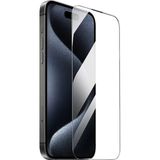 Fibaks Apple iPhone 16 Pro Max Uyumlu Ahize Toz Önleyici Tam Kapatan Tamperli Ekran Koruyucu Kırılmaz Cam - iP 16 Pro Max - Siyah
