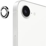 Fibaks Apple iPhone 16E (2 Adet) Parlak Taşlı Kamera Koruma Renkli Lens Koruyucu Temperli Cam - Siyah