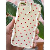 Fibaks Apple iPhone 7 / 8 Plus Uyumlu Kılıf Kamera Korumalı Dalga Kenarlı Kırmızı Kalp Desenli Silikon Kapak - iPhone 7/8 Plus - Cici Kırmızı