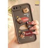 Fibaks Apple iPhone 7 / 8 Plus Uyumlu Kılıf Tasarımlı Desenli Kamera Korumalı Ayıcık Kahve Renkli Yumuşak Silikon - iPhone 7/8 Plus - Cute Coco