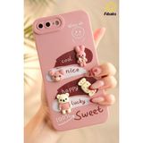 Fibaks Apple iPhone 7 / 8 Plus Uyumlu Kılıf Tasarımlı Desenli Kamera Korumalı Tavşan Pembe Yumuşak Silikon Kap - iPhone 7/8 Plus - Cute Sweet