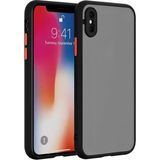 Fibaks Apple iPhone XS MAX Kılıf Kamera Korumalı Mat Renkli Buzlu Hux Silikon Siyah