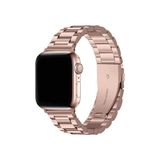 Fibaks Apple Watch 11/10 46MM 9/8/7/6/5/4/3/SE/ULTRA/HK/PRO/MAX 49MM 45MM 44MM Kordon Paslanmaz Çelik Stainless Steel Baklalı Ayarlanabilir Akıllı Saat Kordonu - Rose - Apple 44mm
