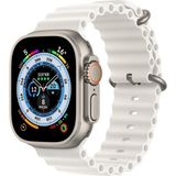 Fibaks Apple Watch 11/10 46MM 9/8/7/6/5/4/3/SE/ULTRA/HK/PRO/MAX 49MM 45MM 44MM Silikon Kasis Kabartmalı Ocean Kordon - Beyaz