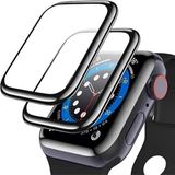 Fibaks Apple Watch 7 8 41MM Uyumlu Tam Kaplayan Ultra Ince Kavisli Siyah Çerçeveli Saat Ekran Koruyucu Pet - Apple 41mm