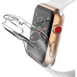 Fibaks Apple Watch Nike 38MM Kasa ve Ekran Koruyucu 360 Tam Koruma Yumuşak Silikon Kılıf - Şeffaf