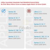 Fibaks Apple Watch Series 10/11 42MM 10/9/8/7/6/5/4/3/SE 41MM 40MM 38MM Kordon Paslanmaz Çelik Stainless Steel Baklalı Ayarlanabilir Akıllı Saat Kordonu - Siyah - Apple 41mm